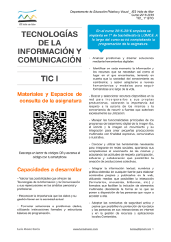 TECNOLOGÍAS DE LA INFORMACIÓN Y COMUNICACIÓN TIC I