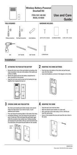 Wireless Battery-Powered Doorbell Kit Use and Care Guide