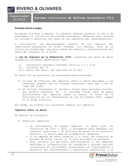 Resumen Iniciativa de Reforma Hacendaria 2016