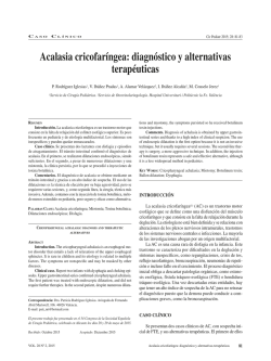 Acalasia cricofaríngea: diagnóstico y alternativas terapéuticas