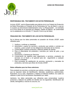 AVISO DE PRIVACIDAD www.jocef.com RESPONSABLE DEL