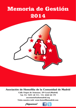 Memoria 2014 - Asociación de Hemofilia de la Comunidad de Madrid