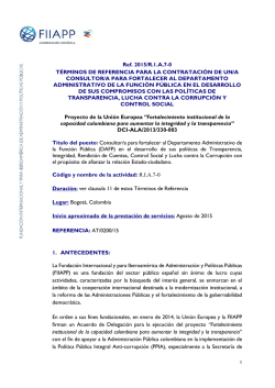 Ref. 2015/R.1.A.7-0 TÉRMINOS DE REFERENCIA PARA