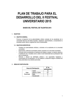 plan de trabajo para el desarrollo del ii festival universitario 2015