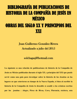 bibliografía de publicaciones de historia de la compañía de jesús en