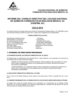 Informe del Consejo Directivo del Colegio Nacional de Químicos