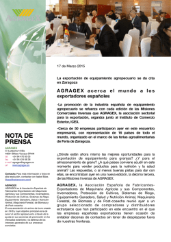NdP AGRAGEX celebra sus misiones inversas en Zaragoza