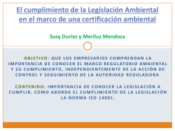 El cumplimiento de la Legislación Ambiental Susy Duriez y