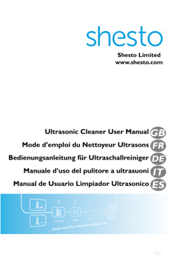 Ultrasonic Cleaner User Manual Mode d`emploi du