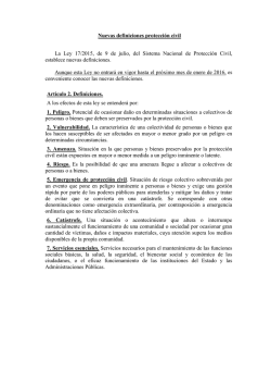 Nuevas definiciones protección civil La Ley 17/2015, de