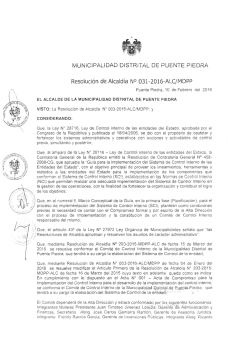 Resolución de Alcaldía N° 031-2016-ALCjMDPP