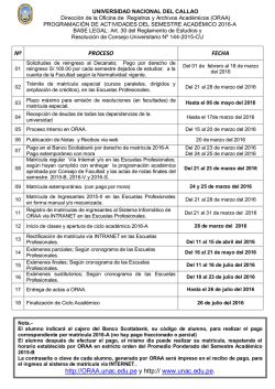 cronograma 2016-a - Oagra-Unac - Universidad Nacional del Callao.
