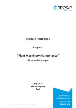 Module Handbook “Plant Machinery Maintenance”