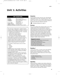 Unit 1: Activities