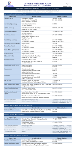 listado de médicos autorizados / authorized medical examiner list