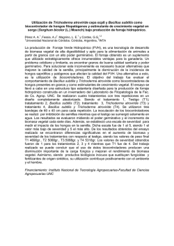 Utilización de Trichoderma atroviride cepa αcp8 y Bacillus subtilis