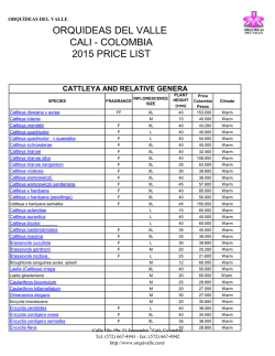 colombia 2015 price list