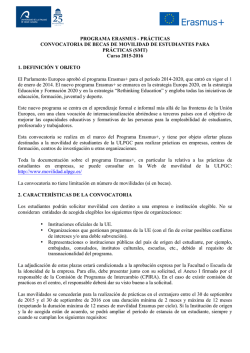 Convocatoria Erasmus Prácticas 2015