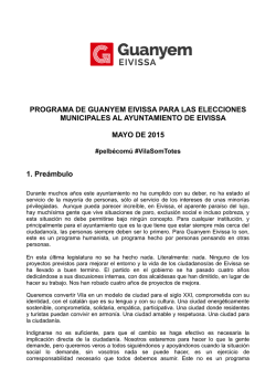 PROGRAMA DE GUANYEM EIVISSA PARA LAS ELECCIONES