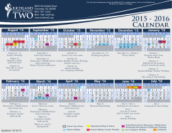 2015 - 2016 Calendar Working Calendar