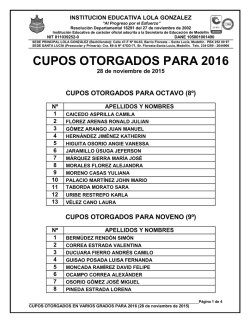 CUPOS OTORGADOS VARIOS GRADOS 2016 (28-NOV
