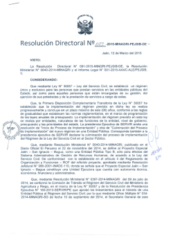 Resolución Directoral 093-2015-MINAGRI-PEJSIB-DE