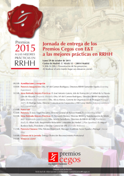 Agenda Jornada de Entrega de los Premios Cegos 2015