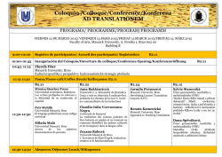 Coloquio /Colloque/Conference/Konferenz AD TRANSLATIONEM