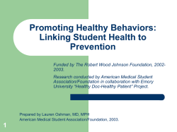 Linking Student Health Behaviors to the Practice of Prevention