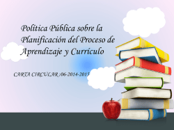 Política Pública sobre la Planificación del Proceso de Aprendizaje y