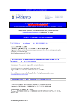 Boletín de ofertas de empleo privado de Sanxenxo (18/02/2016)