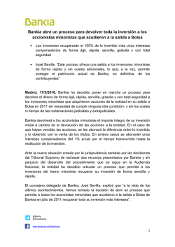 Bankia abre un proceso para devolver toda la inversión a los