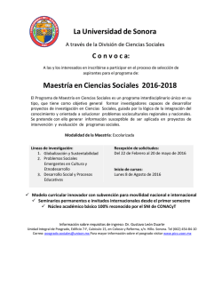 La Universidad de Sonora Maestría en Ciencias Sociales 2016-2018