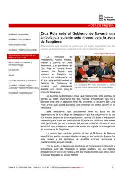 Cruz Roja cede al Gobierno de Navarra una ambulancia durante