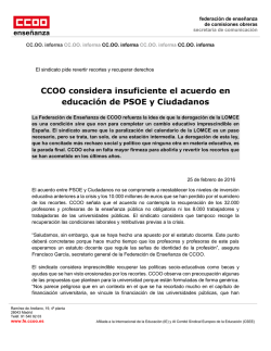Descargar nota de prensa - Federación de Enseñanza, CCOO