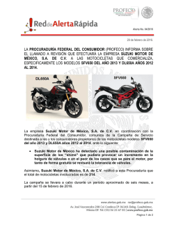 Alerta 04/2016:Suzuki Motor de México, S.A. de C.V.