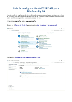 Guía de configuración de EDUROAM para Windows 8 y 10