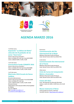 agenda marzo 2016 - Corporación Cultural Municipal de Valdivia