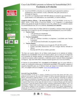 Coca-Cola FEMSA presenta su Informe de Sostenibilidad 2015