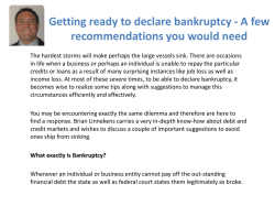 Getting ready to declare bankruptcy - A few recommendations you would need