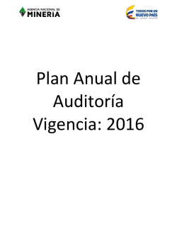 Plan Anual de Auditoría Vigencia: 2016