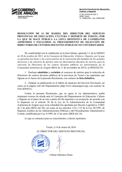 Relación definitiva de admitidos y excluidos Teruel