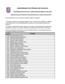 para consultar la lista - Universidad Politécnica de Pachuca
