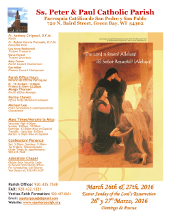 March 26th-27th, 2016 - Ss. Peter and Paul Parish