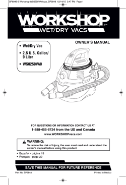 OWNER`S MANUAL • Wet/Dry Vac • 2.5 US Gallon