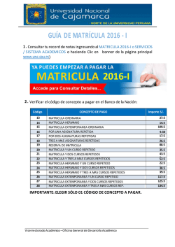 Matricula 2016 I - Universidad Nacional de Cajamarca