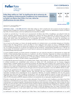 "AA" la clasificación de la solvencia de Itaú CorpBanca