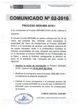 proceso serums 2016-1 - Dirección Regional de Salud Ayacucho