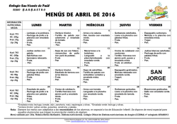 menús de abril de 2016 - Colegio San Vicente de Paúl