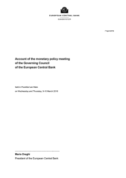 Account of the monetary policy meeting of the Governing Council of